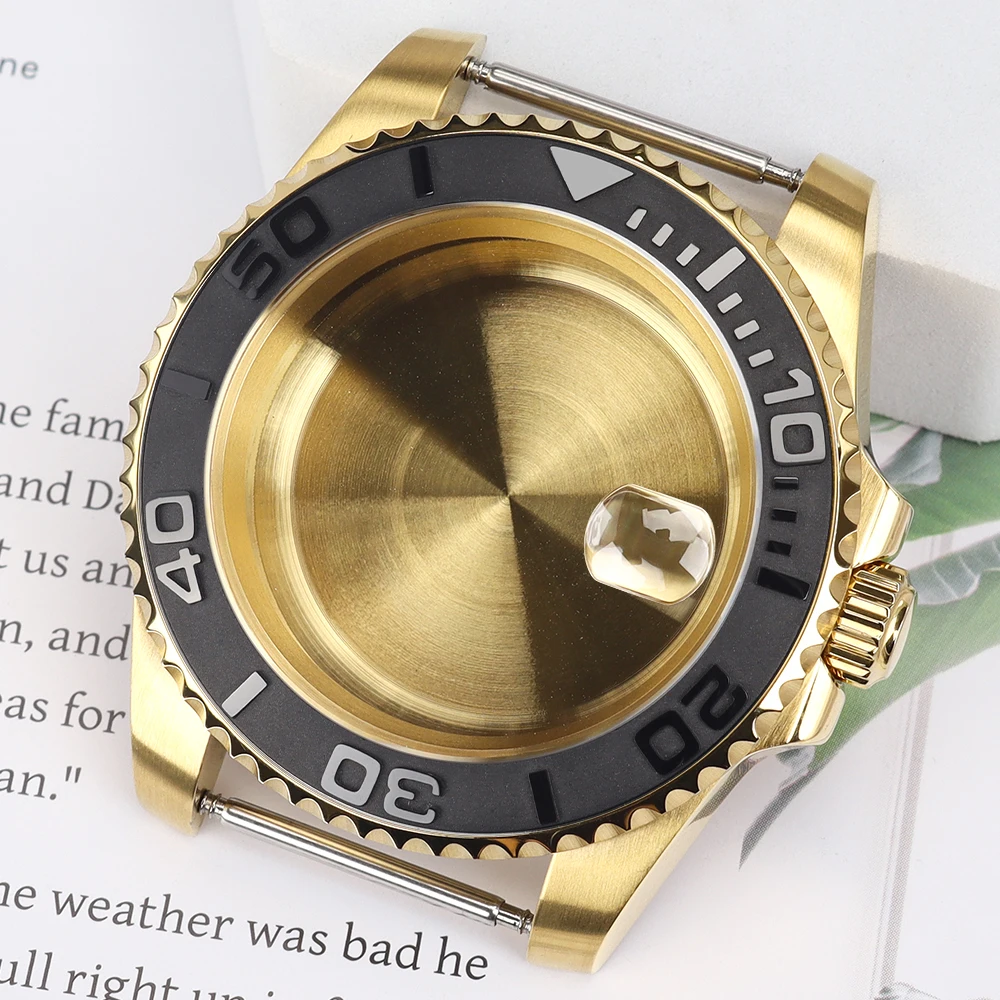 Фото Золотой корпус для часов 40 мм с сапфировым стеклом для механизмов Seiko NH35, NH34, NH36, 7S26, 4R36, Miyota 8215, ETA 2824, циферблат 28,5 мм, запчасти YACHT-MASTER №3