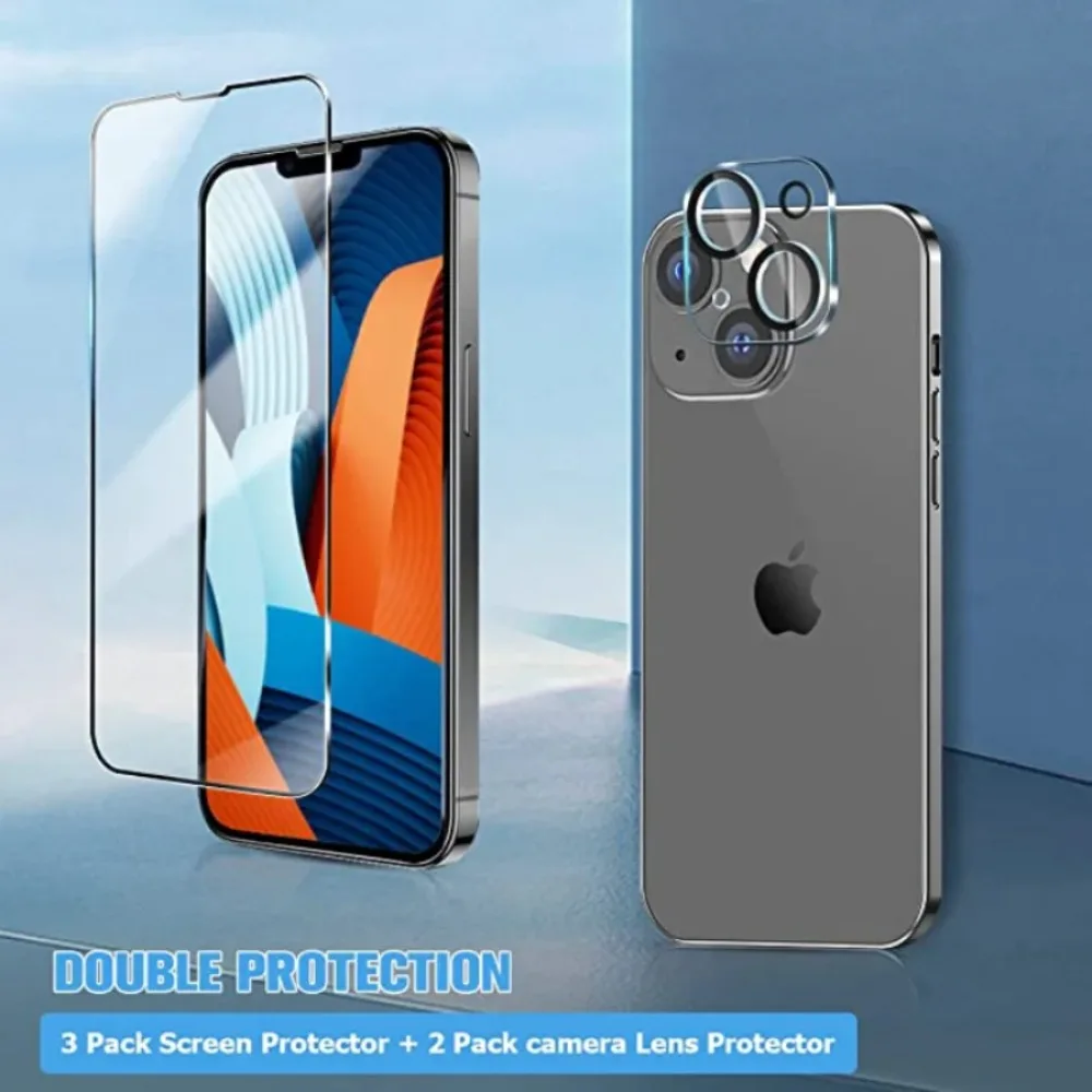 Закаленное защитное стекло 5 в 1 для iPhone 11 12 13 14 Pro Max