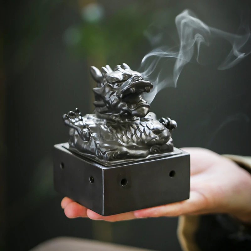 

Ceramic plate incense burner jade seal incense burner Xianglong sandalwood agarwood incense seat Zen aromatherapy burner