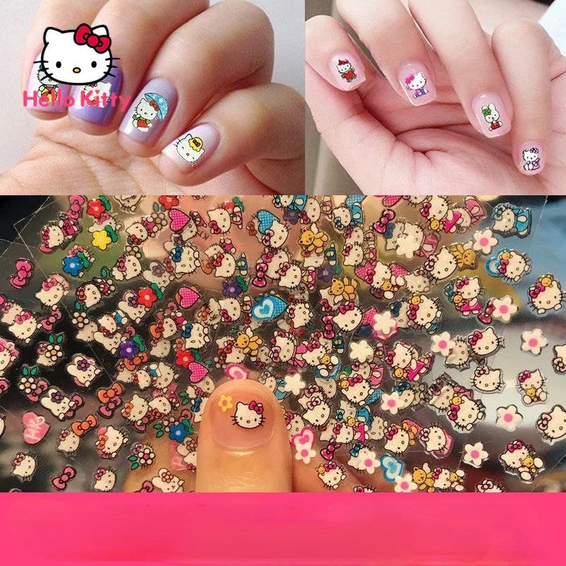 

30 шт., водонепроницаемые наклейки для ногтей «Hello Kitty»