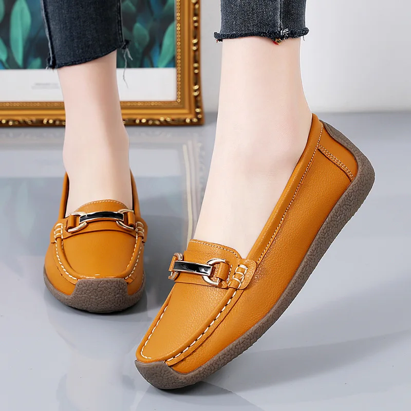 New Women Office Flat Shoes Comfortable Female Leisure Flat Leather Shoes Fashion Ladies Mocasines Spring Autumn Woman Laofers