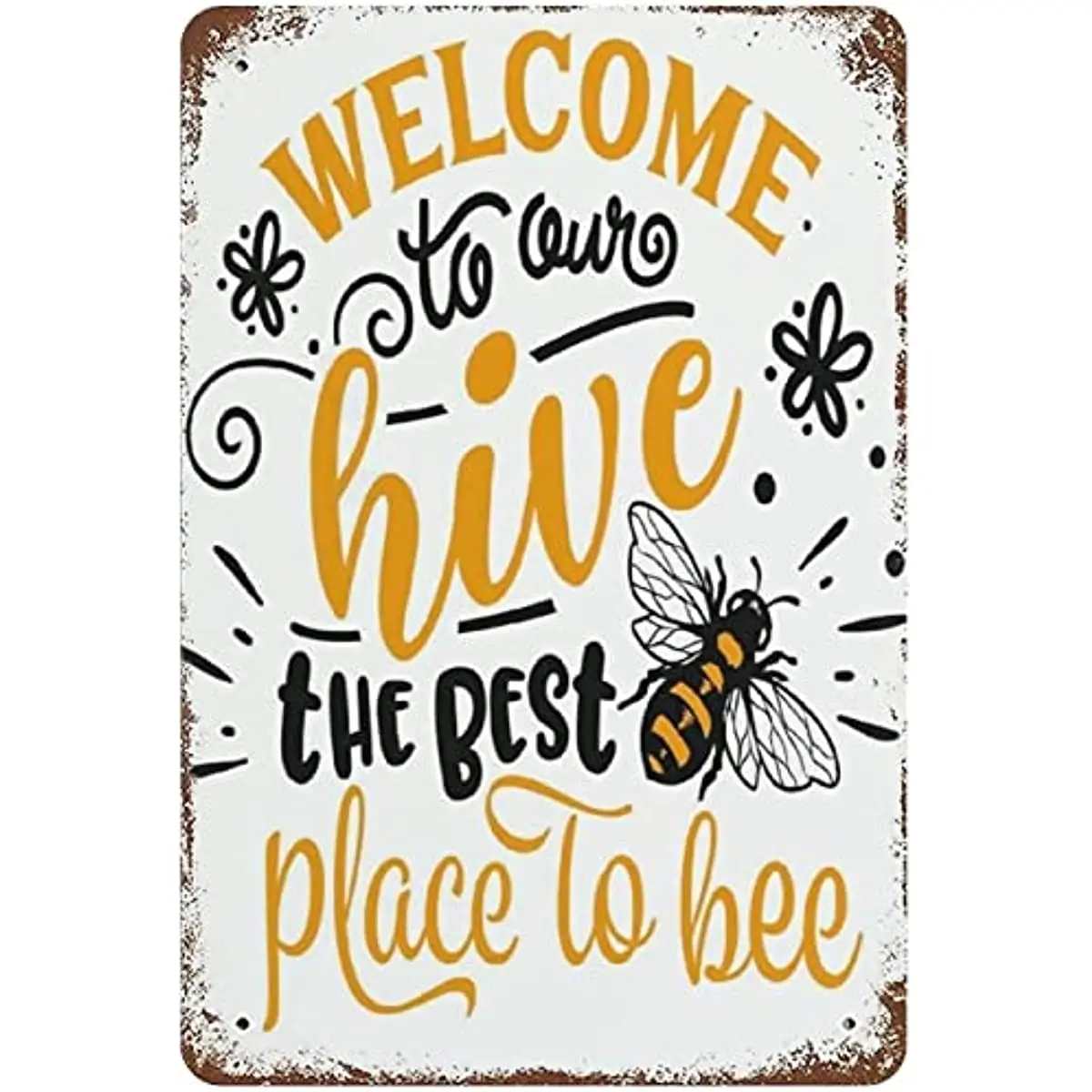

Welcome To Our Hive Poster Vintage Wall Decor Metal Tin Sign Wall Decor Coffee Man Cave Signs 12x8 Inch Retro Sign Mothers Day