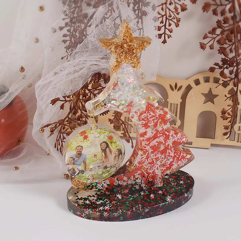 DIY Christmas Tree Photo Frame Silicone Mold Crystal Epoxy Resin Craft Casting Mold Handmade HomeDecoraton Christmas Resin Molds