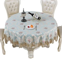 2022 new designer round table cloth embroidered lace tablecloth waterproof european dinner coffee table covers home decoration