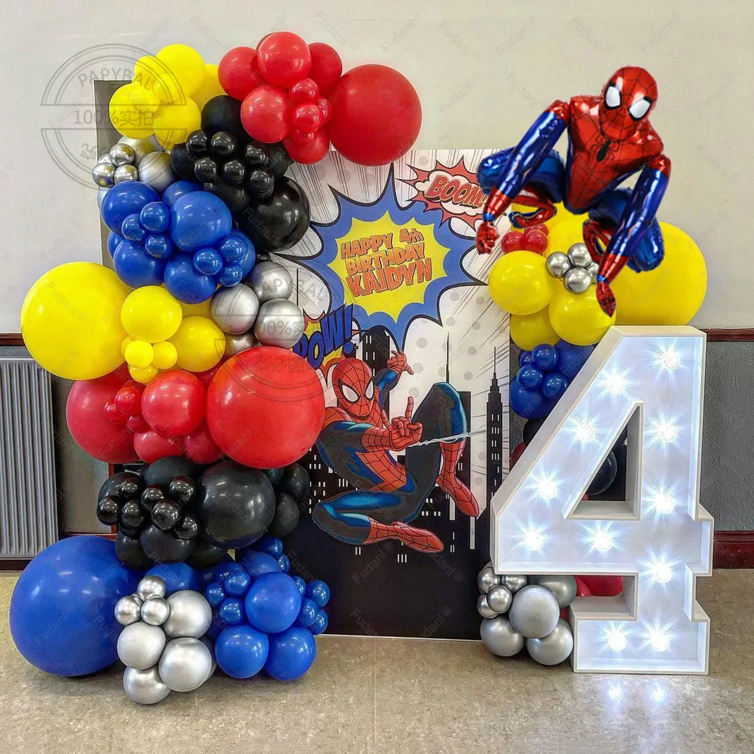 

107pcs Marvel Super Hero Spiderman Balloons Arch Kit For Kids Boys Birthday Number Ball Party Decorations Air Globos Supplie