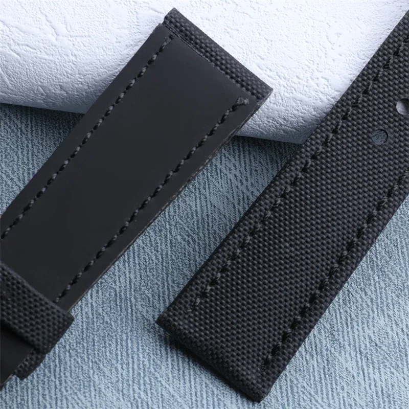 Мягкий Черный Синий Холщовый нейлоновый кожаный ремешок 23 мм для наручных часов