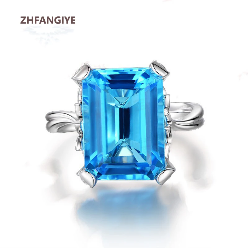 

ZHFANGIYE Fashion Ring 925 Silver Jewelry with Sapphire Zircon Gemstone Finger Rings for Women Wedding Party Gift Accessories