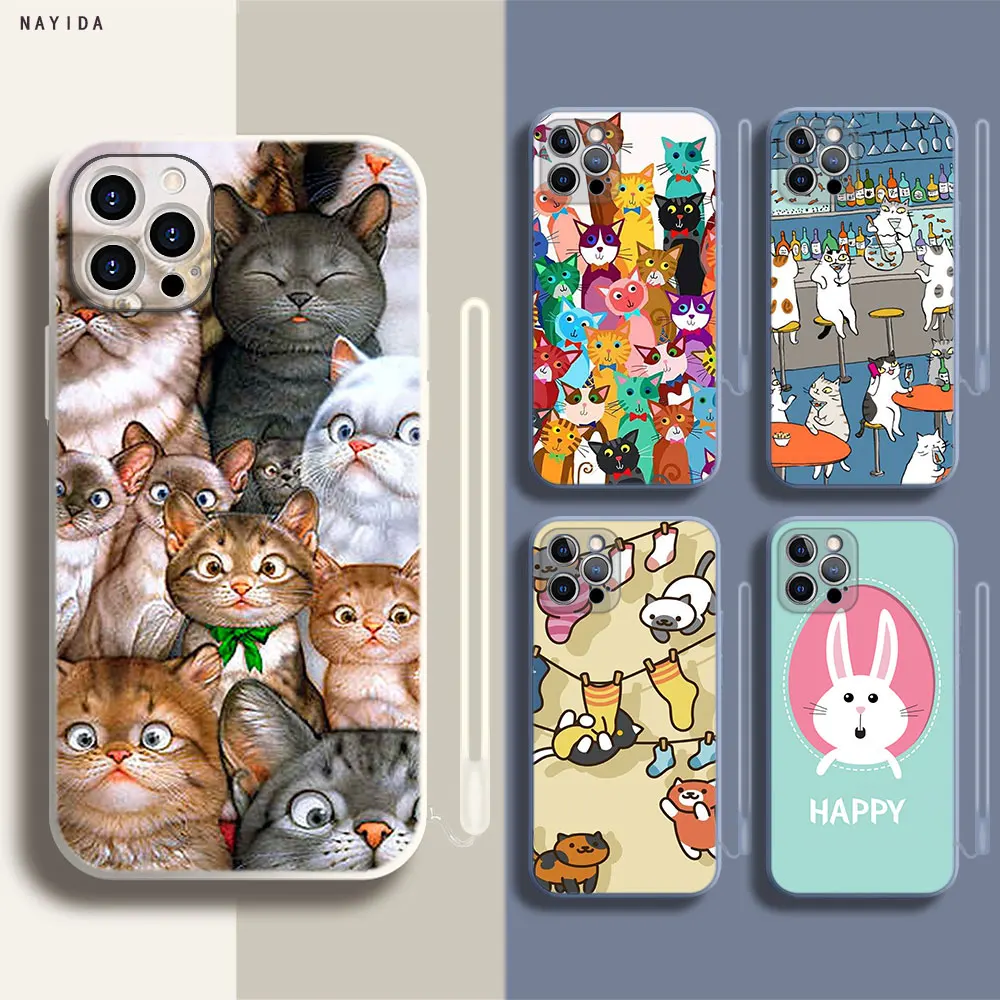 

Phone Case For Iphone 14 13 11 12 Mini Pro XS Max XR X Soft Silicone TPU New Cover Cartoon Cat Cute Mouse Cats Rbbit