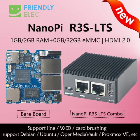 Новый NanoPi R3S-LTS Rockchip RK3566 Dual Gbps Ethernet Port 1 ГБ/2 ГБ ОЗУ Обновленная версия