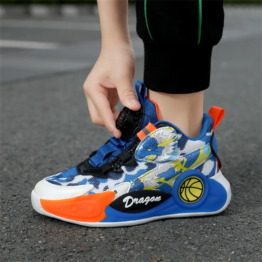 2023 New Best Quality Kid's Sports Shoes Students Brand Jordans Rotary Button Running Shoes Boys Basketball Sneakers