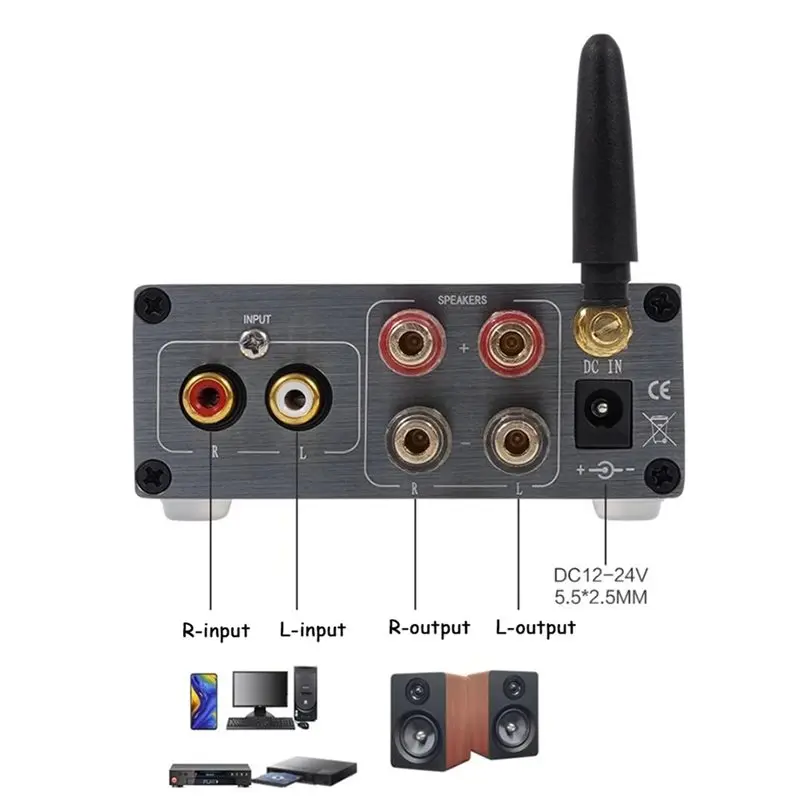 Фото Цифровой усилитель мощности BRZHIFI HIFI Bluetooth 5.3, 100 Вт x 2, версия для дома и автомобиля, DIY стереоусилитель Hi-Fi (блок питания не входит в комплект) №4