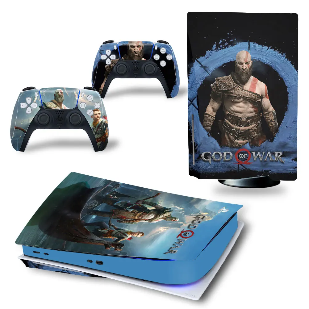 

God War Fighter Game PS5 Skin Sticker Vinyl PS5 Disk Version Skin Sticker Decal Cover for PlayStation 5 Console and Controllers