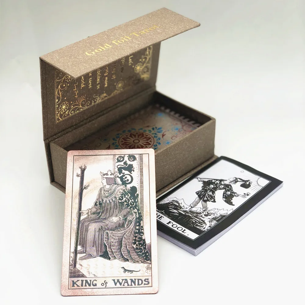 1 колода высококачественные пластиковые золотые карты Таро С книжкой и коробкой