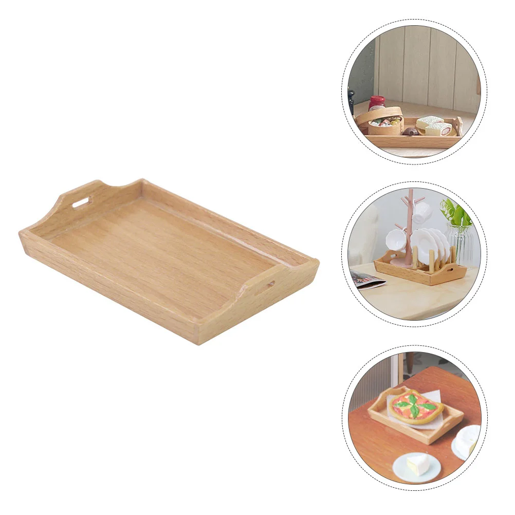 

Tray Serving Wooden Trays Tableware Miniature Kitchen Mini Household Storage Breakfast Plate Decorative Handles Multi Wood