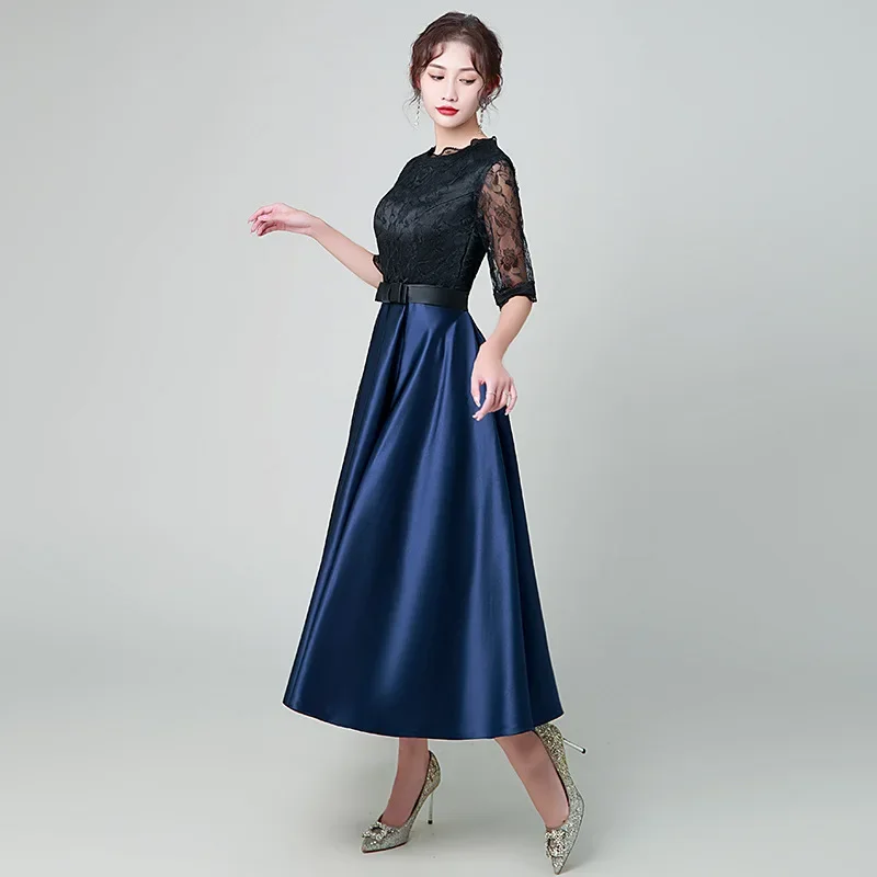 Элегантное вечернее платье 2025 года новая мода женское кружевное с круглым