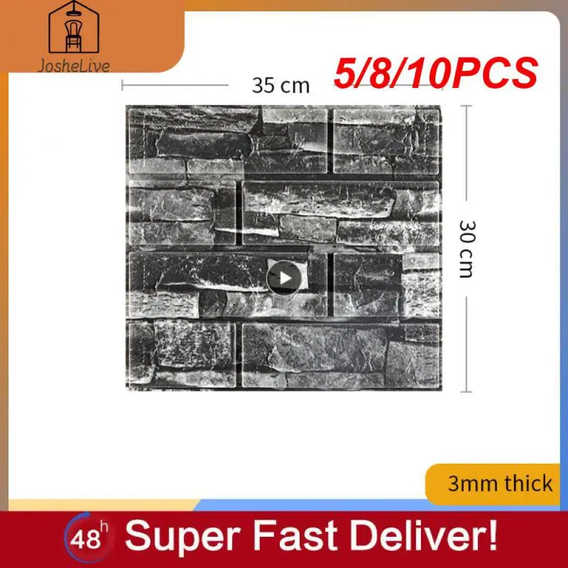

5/8/10PCS Home Self Adhesive Wallpaper Waterproof 3D Brick Wall Panel Living Room Brick Stickers Bedroom Kid Brick Wall Papers
