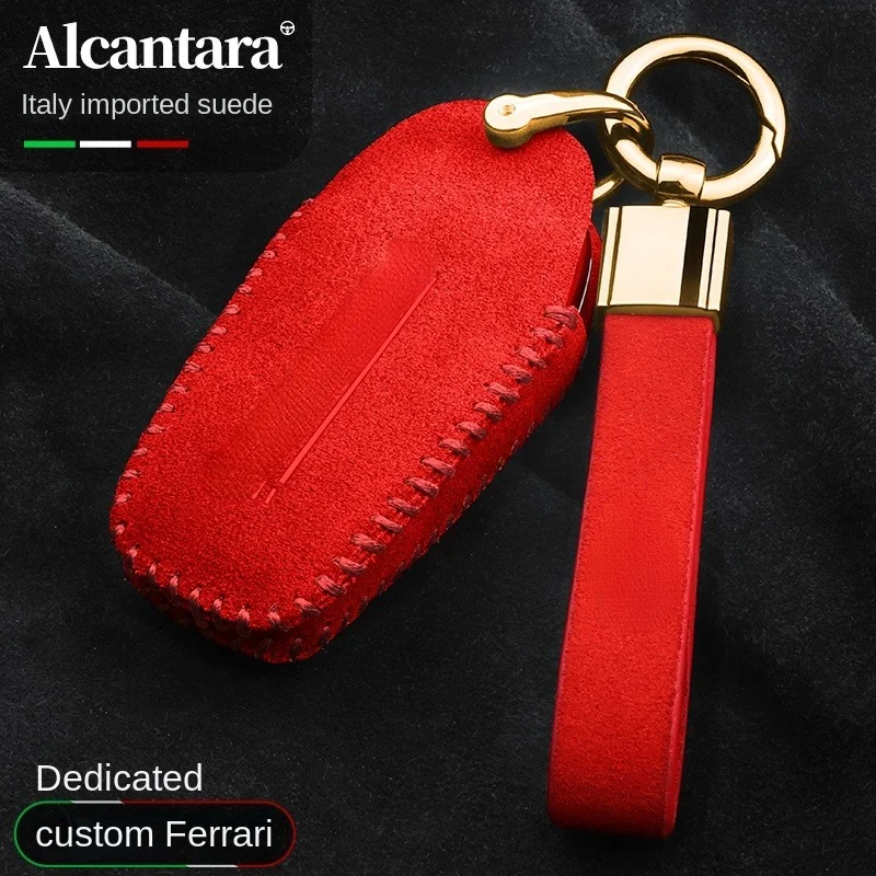 

Customized Alcantara Suede Car Key Cover Special for Ferrari 2020 Key Case St90 812 F8 458 Buckle 488 High-end Car Key Bag