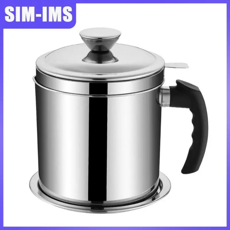 

1.3L Oil Filter Pot Stainless Steel With Lid Grease Strainer Large Capacity Storage Can Household Cooking Tools Kitchen Items