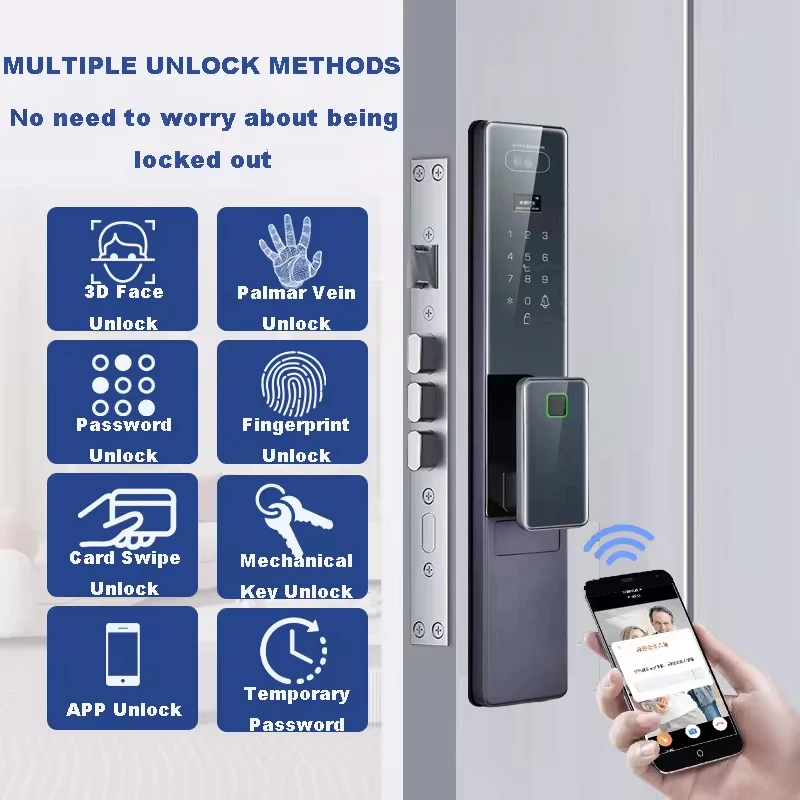 3d-замок дверной с инфракрасным распознаванием лица Wi-Fi сканером отпечатков