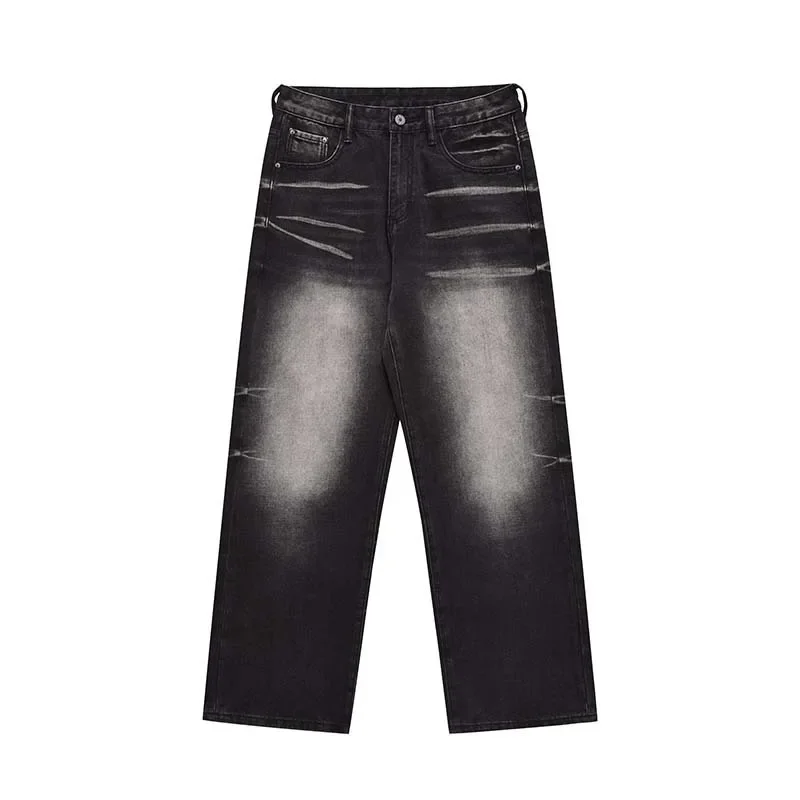 Винтажные потертые джинсы мужская уличная одежда прямые брюки в стиле хип-поп Y2k