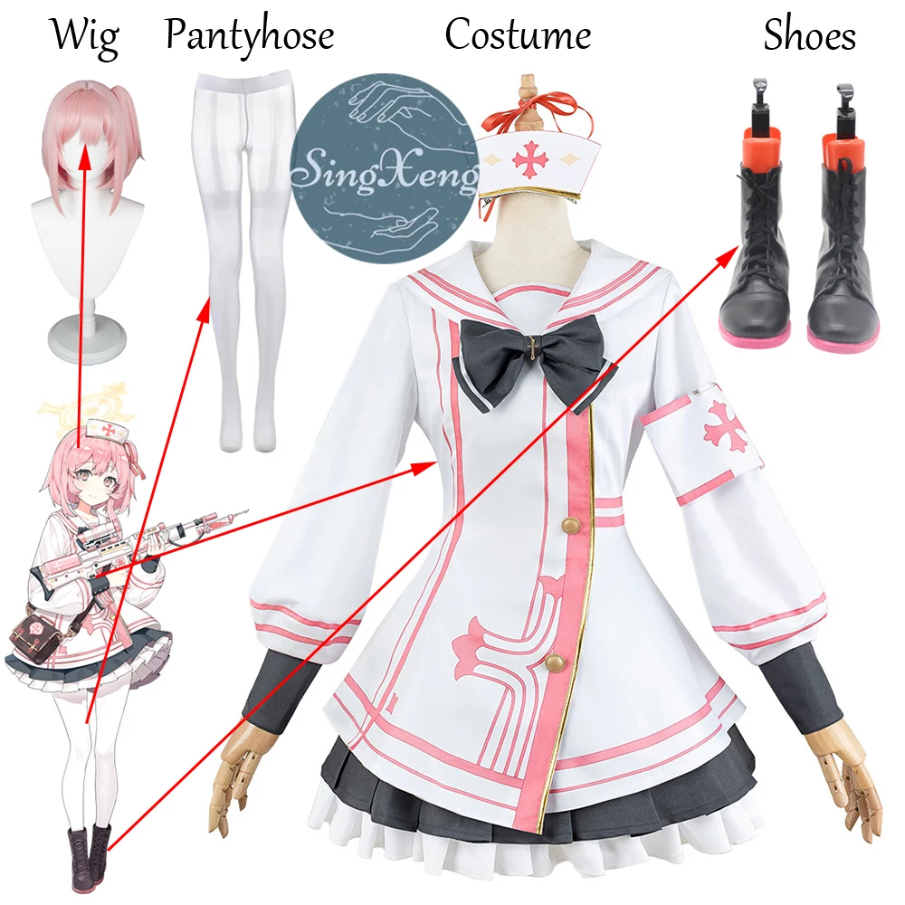 SingXeng Game Blue Archive Sumi Serina Косплей Костюм Женщины Девушка Униформа Медсестры Платье