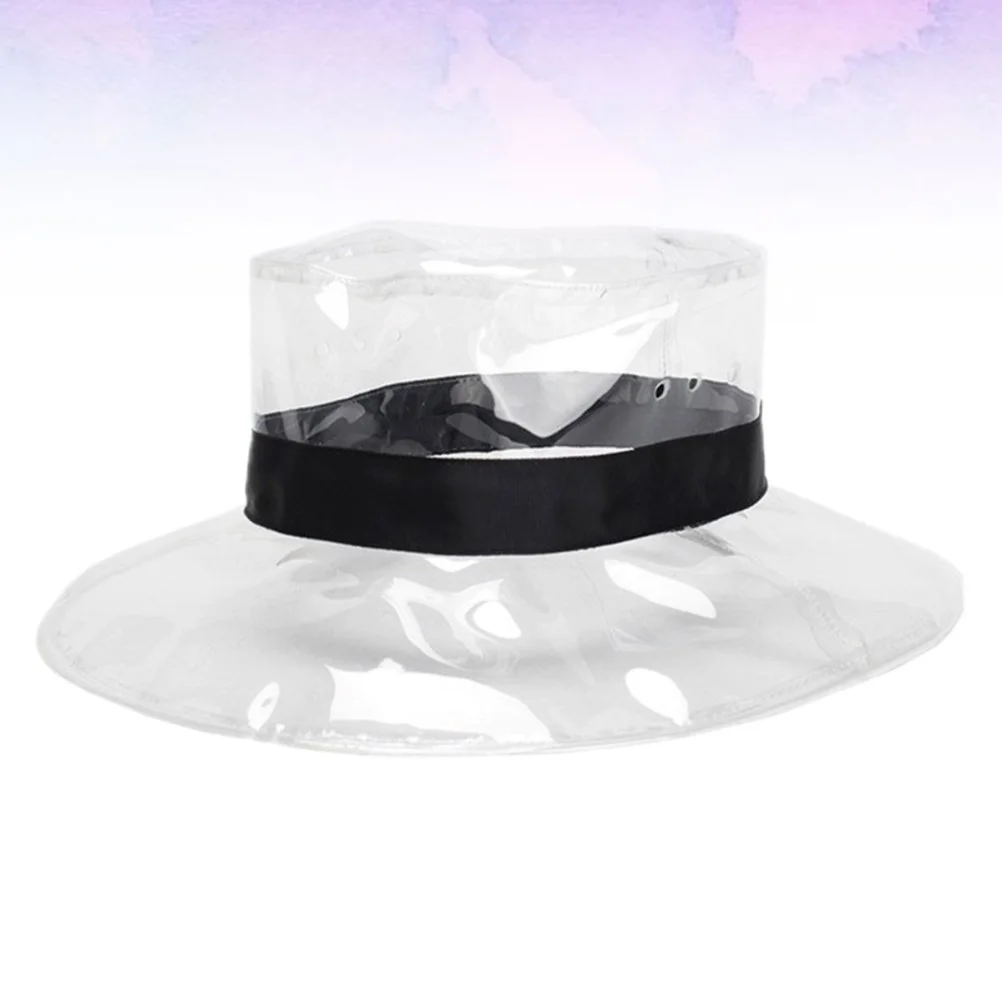 

1Pc Waterproof Bucket Hat Transparent Fisherman Hat Personalized Creative Headwear (Black)