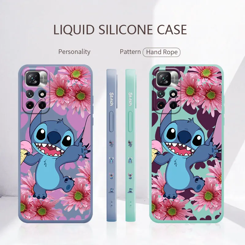 

Candy Color Liquid Silicone Phone Case For Xiaomi Redmi Note 11 11T 9 9S 8 10 Pro 9t 9A 9C 10C K40 Cover Stitch Floral