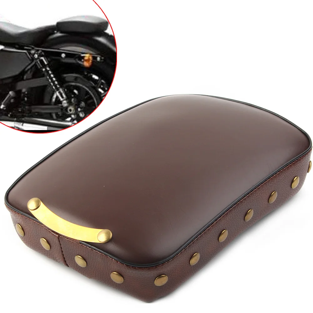 

Brown Motorcycle Passenger Pillion Seat Pad Rear Cushion 8 Suction Cup For Harley Bobber Cruiser Chopper Custom