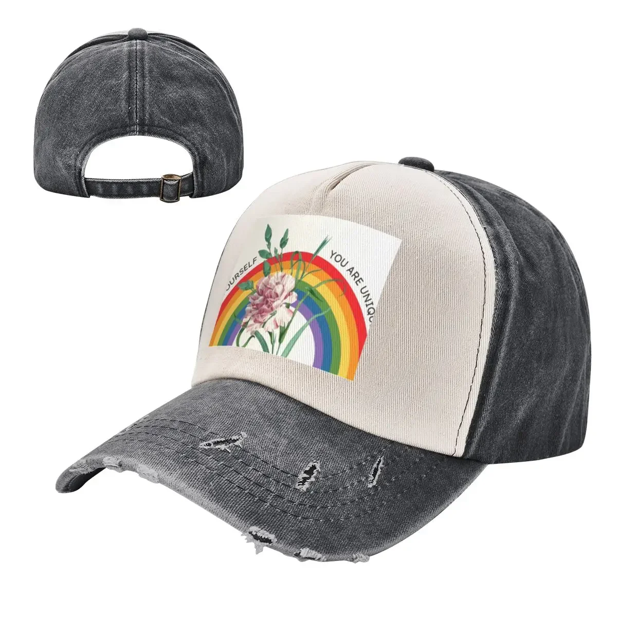 Бейсбольная кепка в полоску с пионом и радужной гордостью шляпа помпоном для