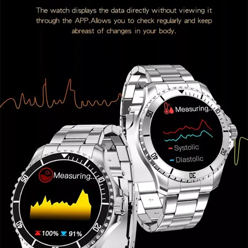 R1 Smart Watch Men 316 Stainless Steel Band Business Bluetooth Call Sports 3ATM Waaterproof  24H Heart Rate Health Monitoring