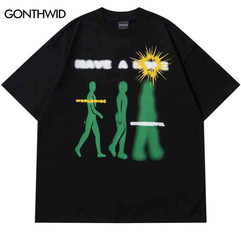 

Hip Hop T Shirt People Shadow Graphic Print Punk Gothic Oversize Tshirt Streetwear 2023 Harajuku Fashion Casual Loose Tee Tops