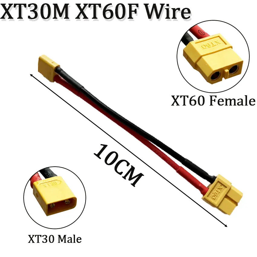 Фото Адаптер-переходник XT60 на XT30, штекер/гнездо, 10 см, 16AWG, силиконовый кабель для радиоуправляемых FPV-квадрокоптеров, запчасти для дронов CineLog35 №4