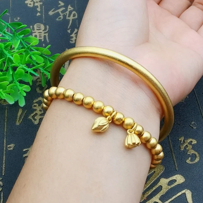 

Copy 100% Real Gold 24k the Same Style Second World Huan Women's Lianpeng Ancient Method Bracelet Live Shop Event Gift Jewelry