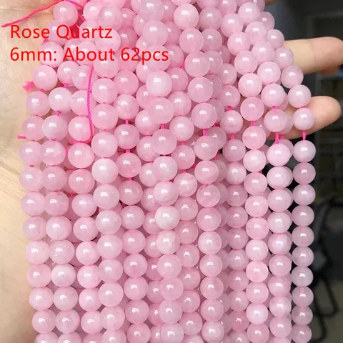Бусины из розового кварца, 15 дюймов, 4, 6, 8, 10, 12 мм