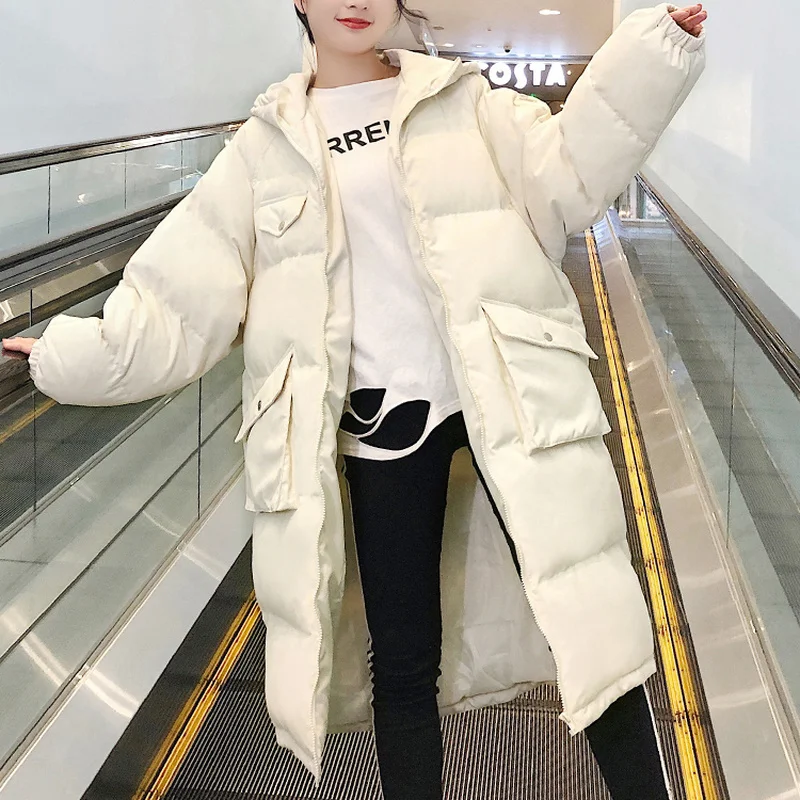 Women's Korean Style Loose Mid-length Padded Jackets Winter 2023 New Ins Thick Down Padded Jacket Autumn Tide Female Parka Coats