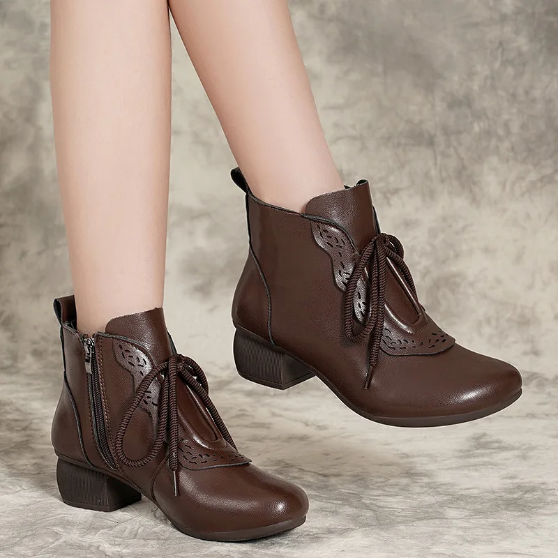 

Женские ботинки, новинка весны 2022, женские ботильоны в этническом стиле на молнии сбоку, ботинки на толстом каблуке с перекрестными ремешка...