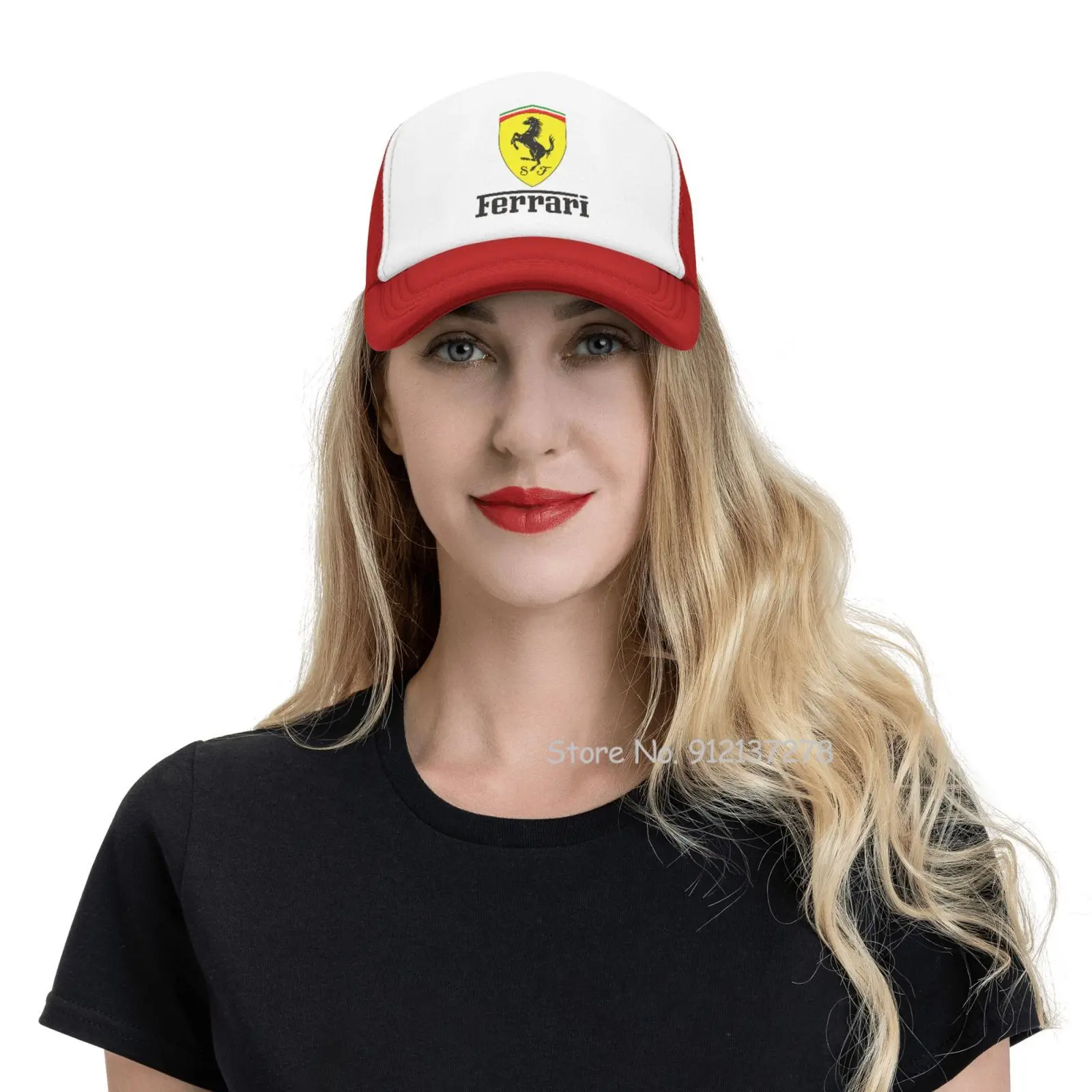 Модные бейсболки Ferrari с эмблемой из сетчатой ткани Высококачественная Мужская