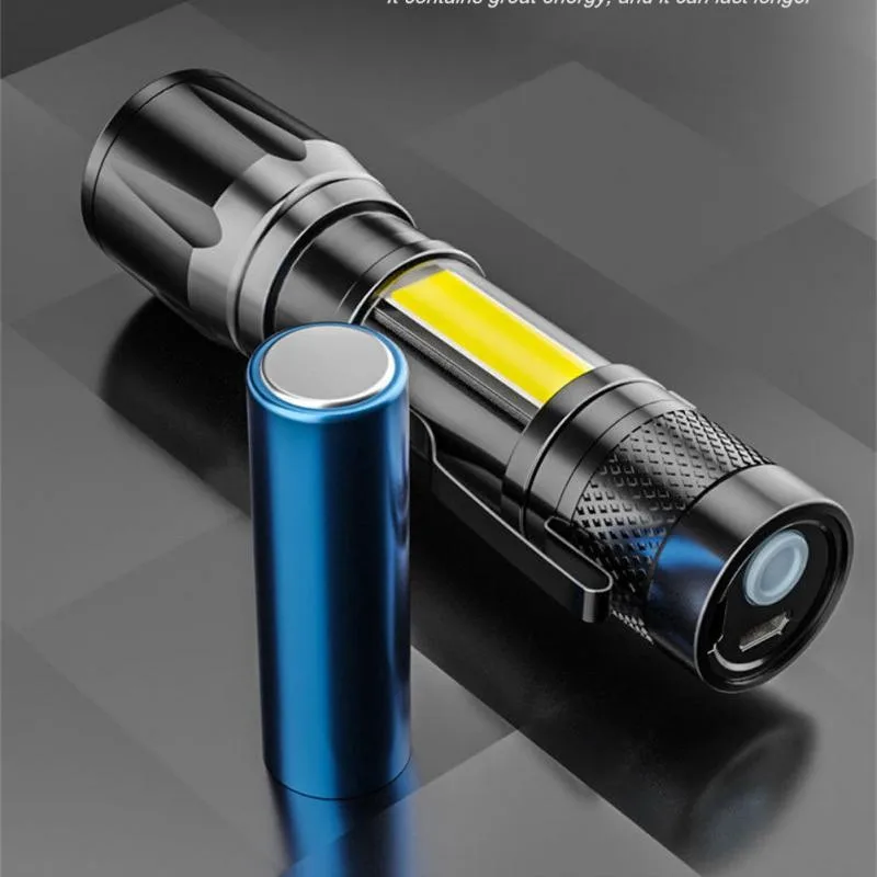

Перезаряжаемый светодиодный фонарик с USB, мощный портативный мини-фонарик, светодиодный фонарик с зумом, фонарик для работы, ультрамощный фонарик
