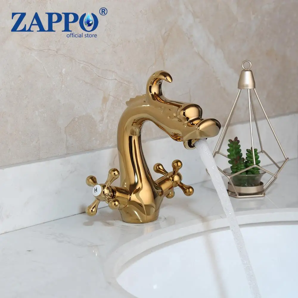 ZAPPO антикварный ретро смеситель для ванной комнаты, смеситель для горячей и холодной воды, смесители для раковины с китайским драконом, смеситель для умывальника