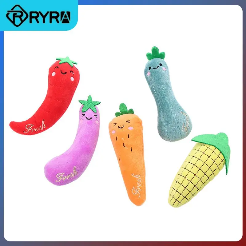 

1Pc Cute Plush Vegetables Shape Pet Cat Dog Toys Funny Durable Chew Molar Toys For Pets Eggplant Chili Fleece Toy