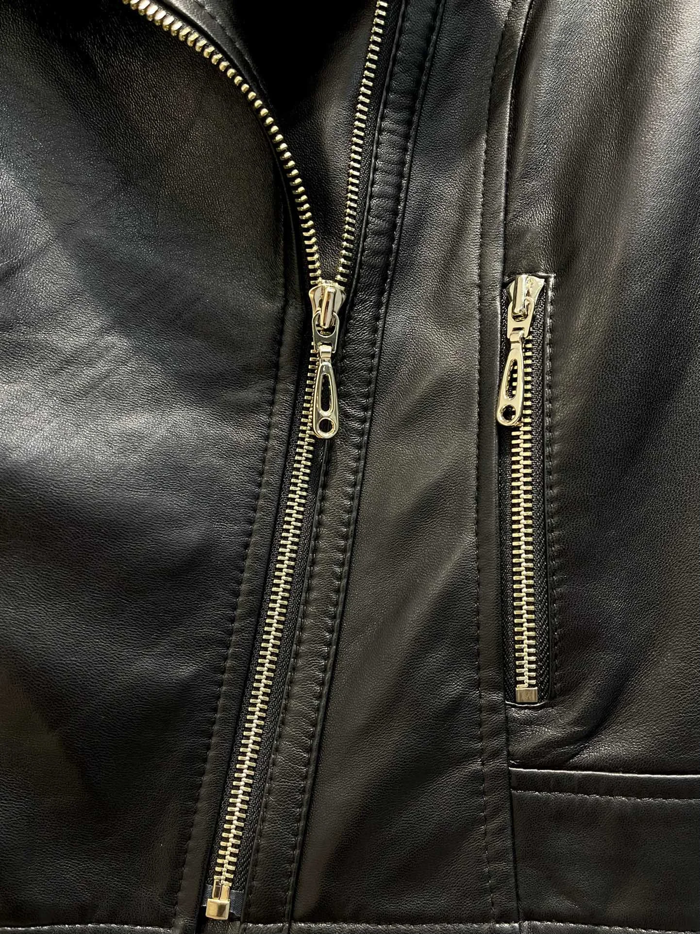 Women Sheepskin Moto Black Basic Leather Jacket 2022 New Arrivals Long Sleeve Zipper Design High Quality All-match Coat