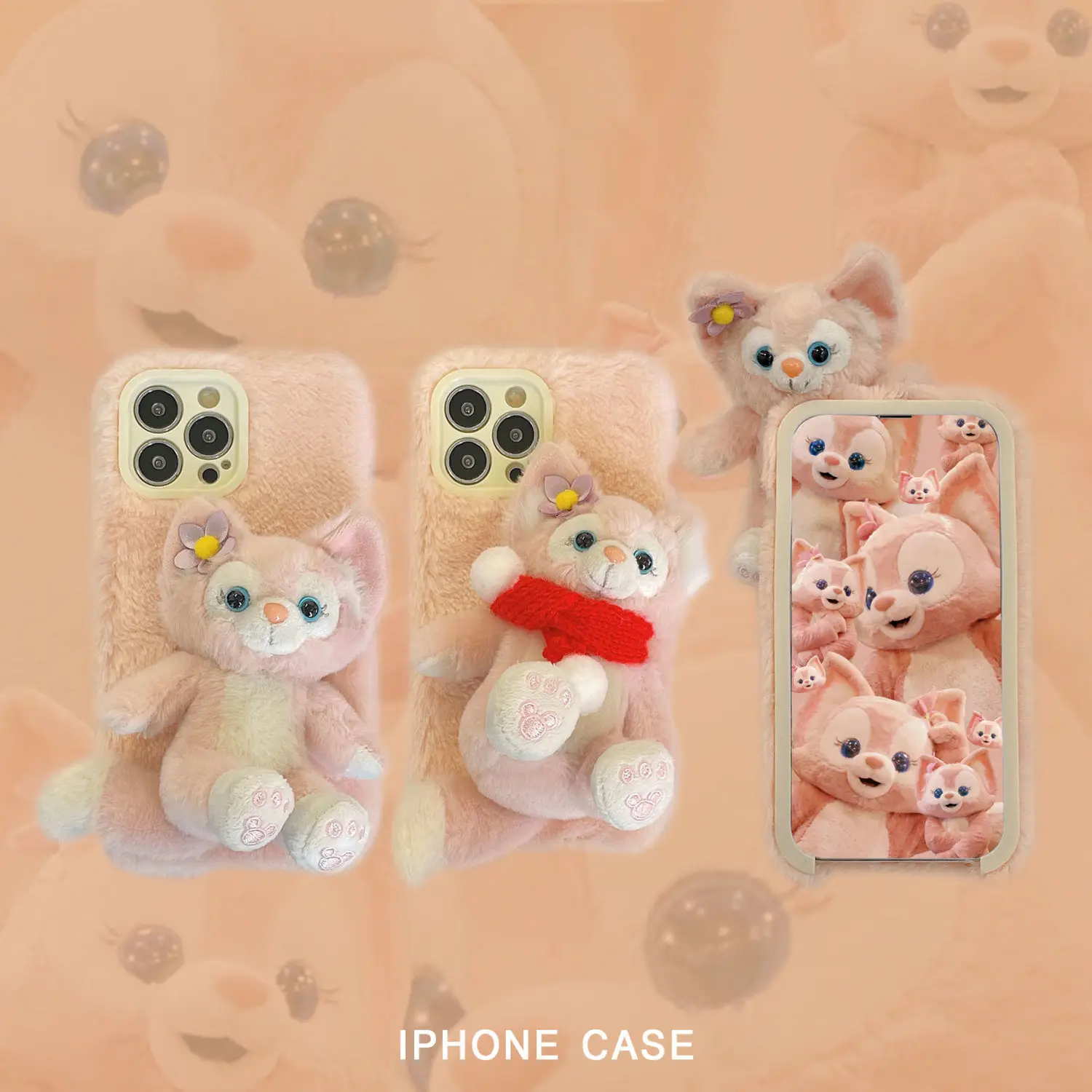 

Disney Cute Anime Witer Fur Linabell Plush Toy Apple Smartphone Case For iPhone 11/12/13 Pro Max /Xr /Xsmax Shockproof Cover