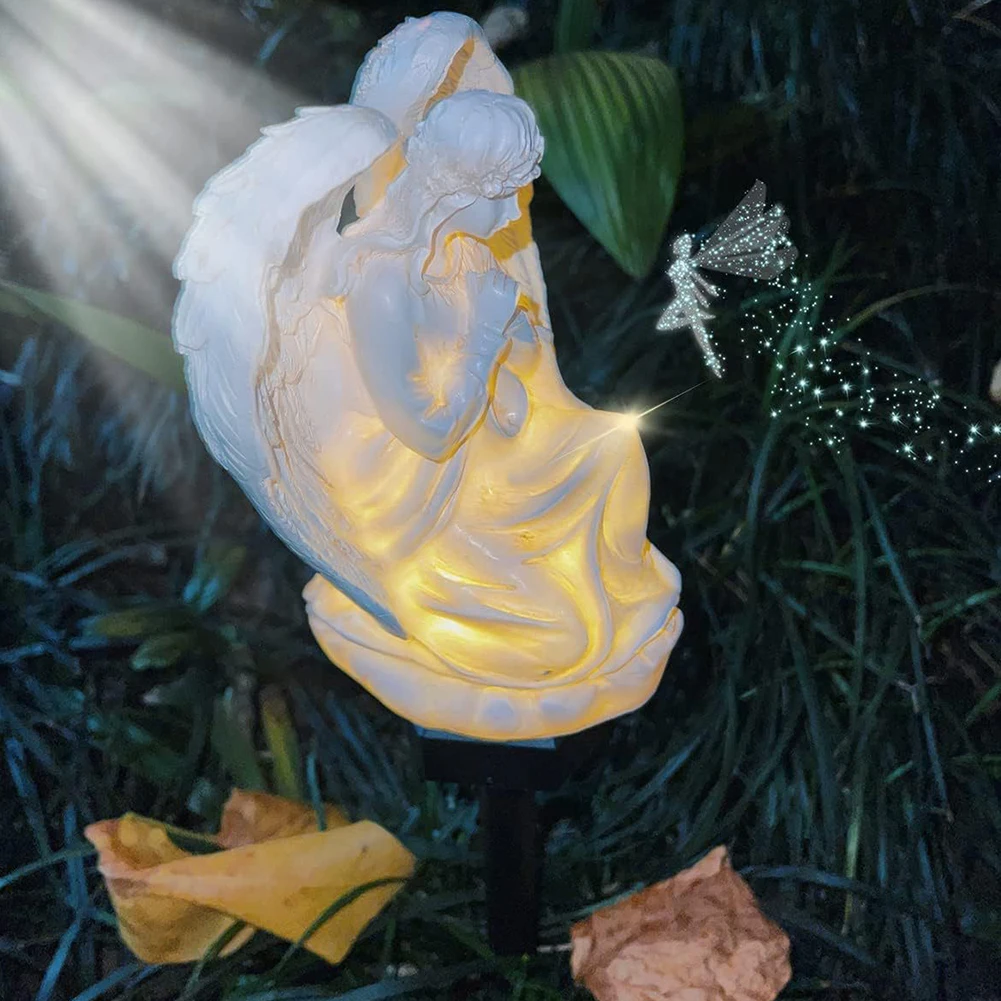 Поделки Двор Пейзажная Лампа Водонепроницаемый Сад Солнечная Скульптура Ангела