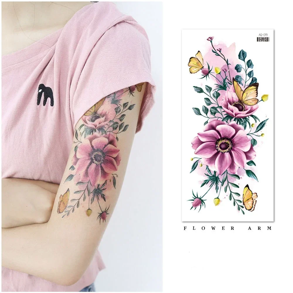 Эстетические временные татуировки для женщин и взрослых Сакура Лиса Лотос