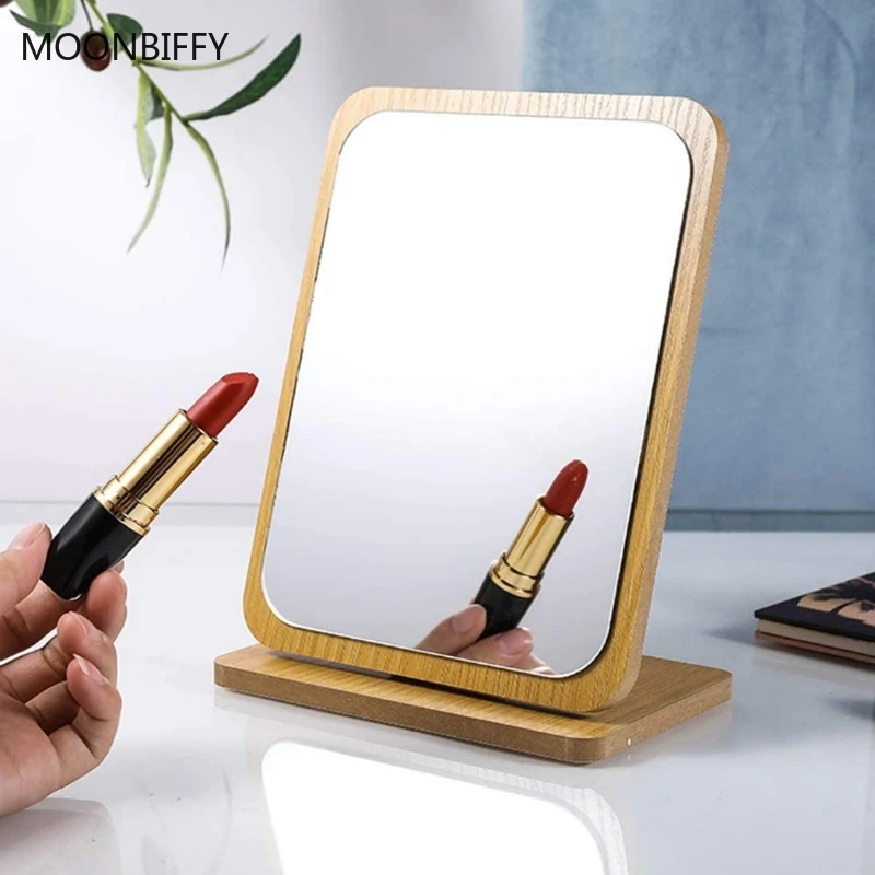 

Зеркало для туалетного столика с деревянной поверхностью, настольная подставка, дорожное зеркало, складной туалетный столик, регулируемое ...