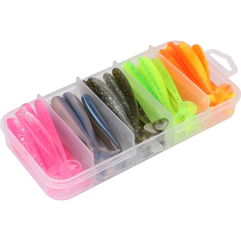 

2023 New 50pcs/box Soft T Tail Paddle Tail Baits 5cm 5.5cm 6cm 7cm ,artificial Isca Pesca Wobbler Bass Minnow Lure Silica