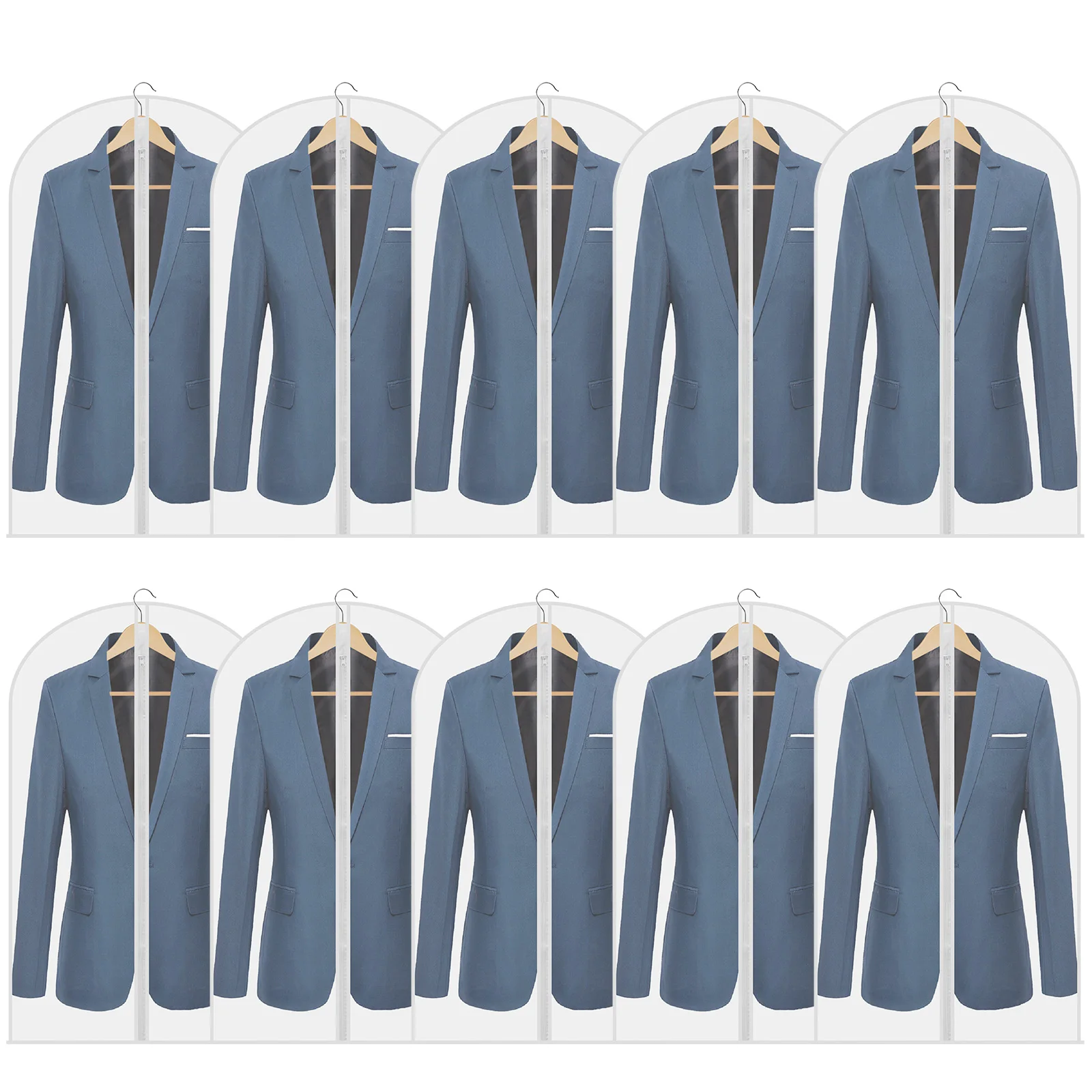 

10Pcs Clothes Cover Clear Garment Bag with Zip Washable Reusable Clothes Storage Bag Waterproof Dustproof Garment Covers Bags