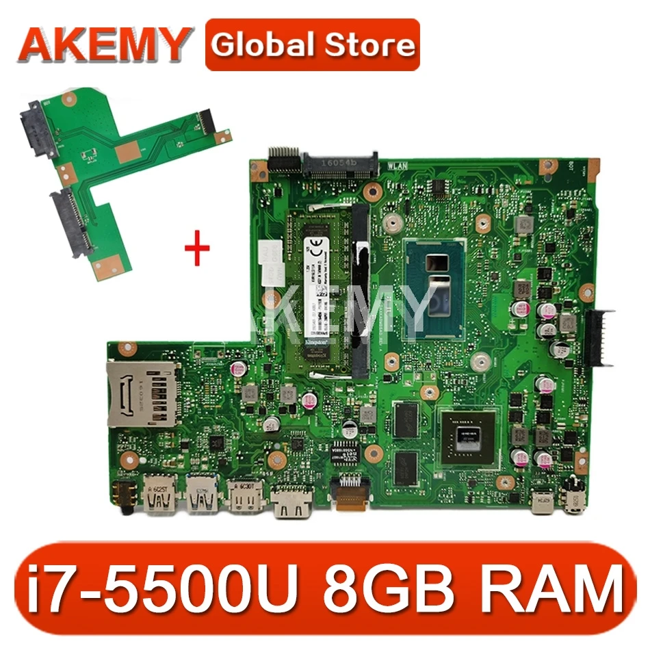 

Akemy laptop Motherboard X540UP X540U A540U R504U Mainboard W/ i7-5500U 8GB RAM DDR3 GT920M GPU Free HDD board