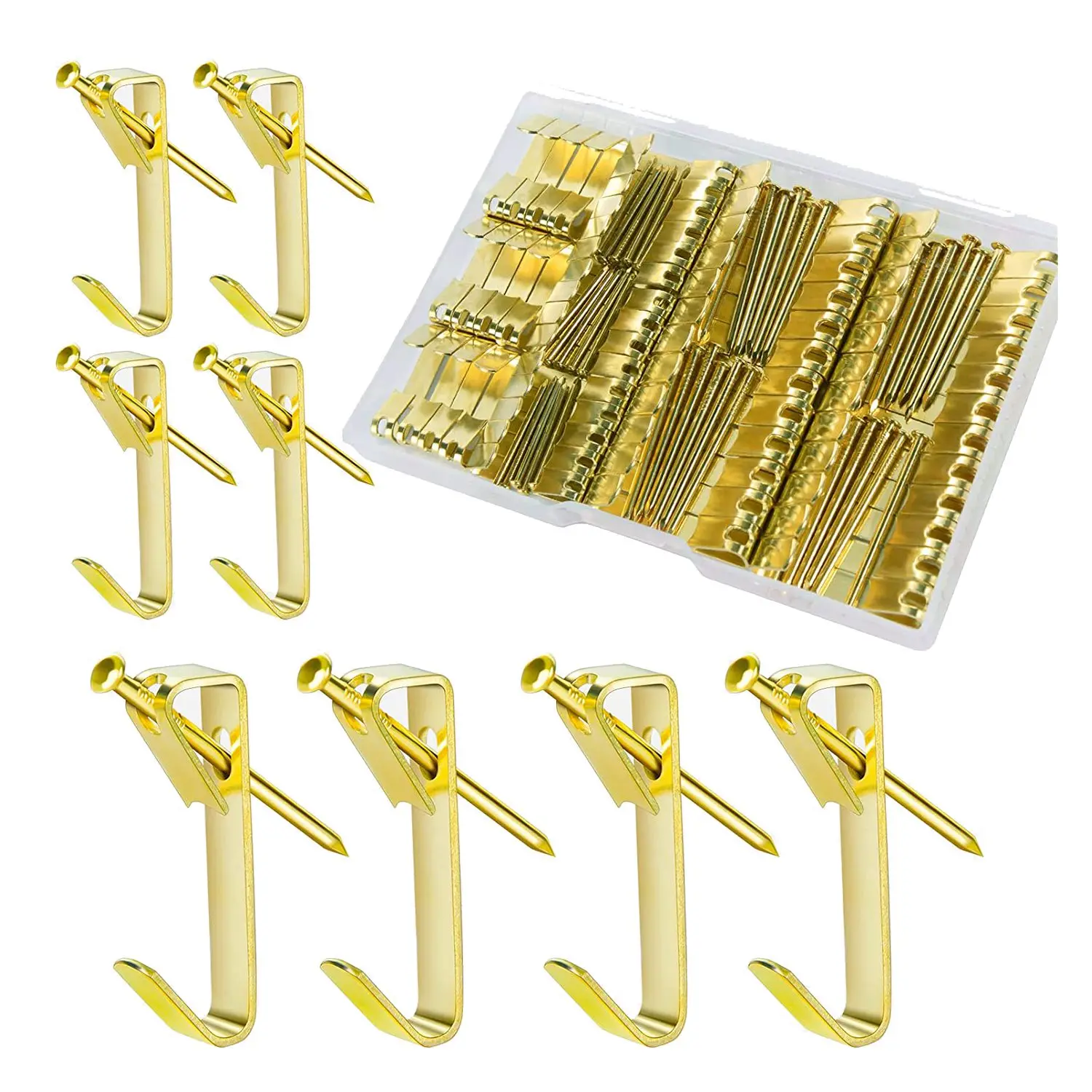 

60 Sets Hangers, Wall Hooks and Hanging Kits - 30 Sets 50LBS+30 Sets 30LBS Heavy Duty, Gold