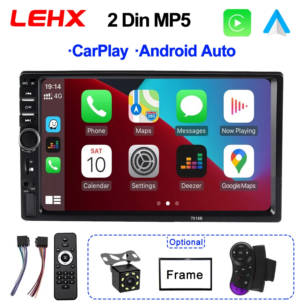 LEHX 2 Din Car Radio Stereo FM Audio Stereo MP5 Player Bluetooth 7 1